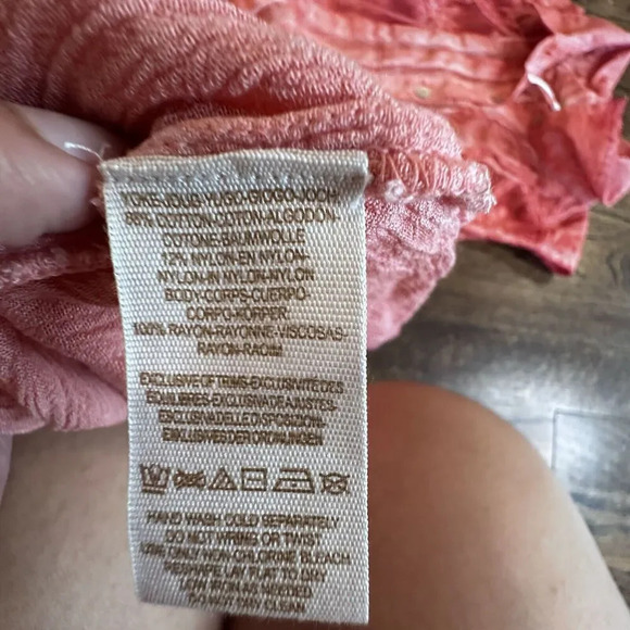 Free People Gauze Acid Wash Tie Dye Tunic Top Coral Blue Boho Size Small N0881 - Picture 9 of 10